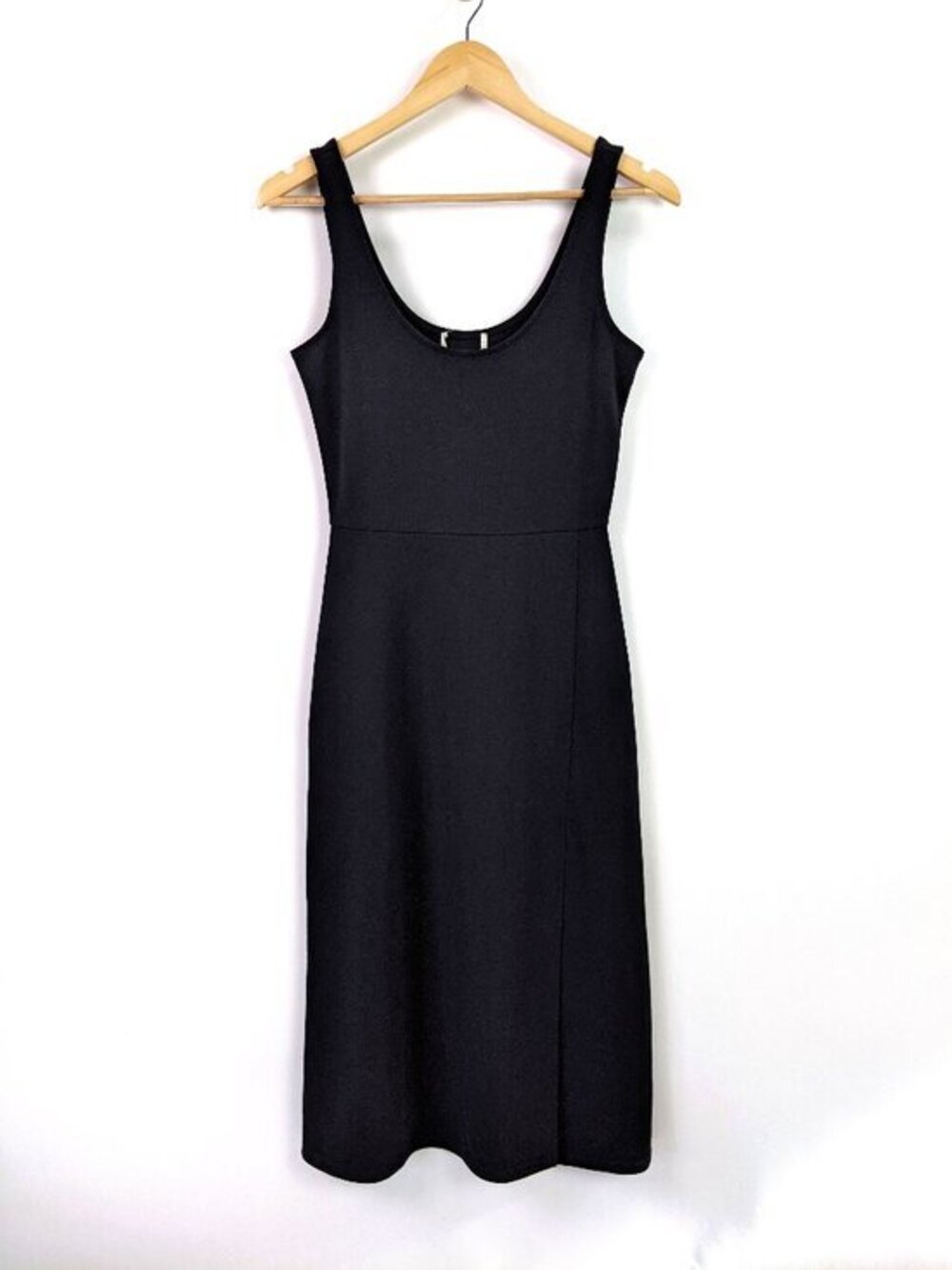 Open Edit Womens Classic Scoop Neck Sleeveless Stretch Midi Dress Black Size S